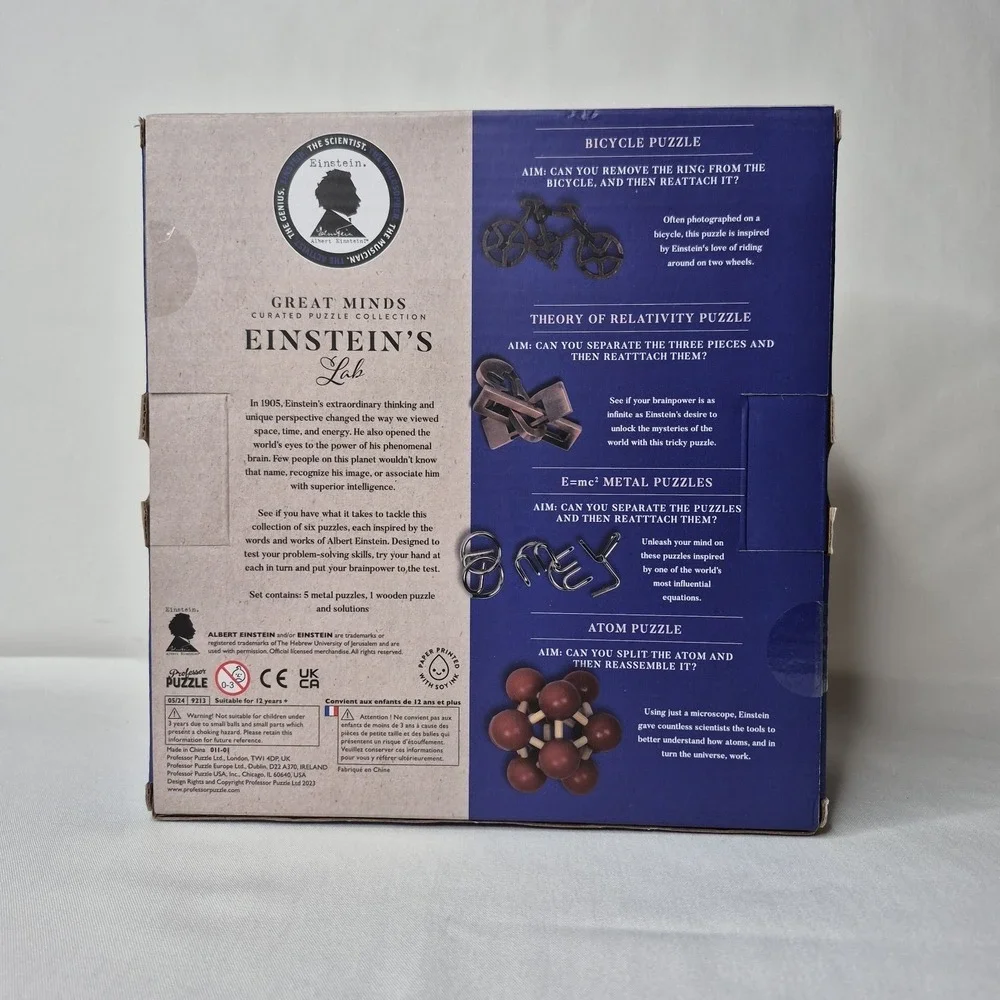 Einstein's Lab Professor Puzzle Great Minds 6 Puzzle Set New Sealed Brain Teaser